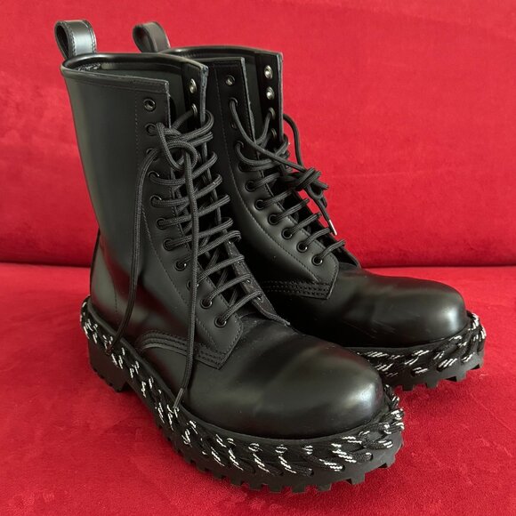 Balenciaga Black Leather Lace-Up Boots - Size 36 Authentic - Picture 6 of 14